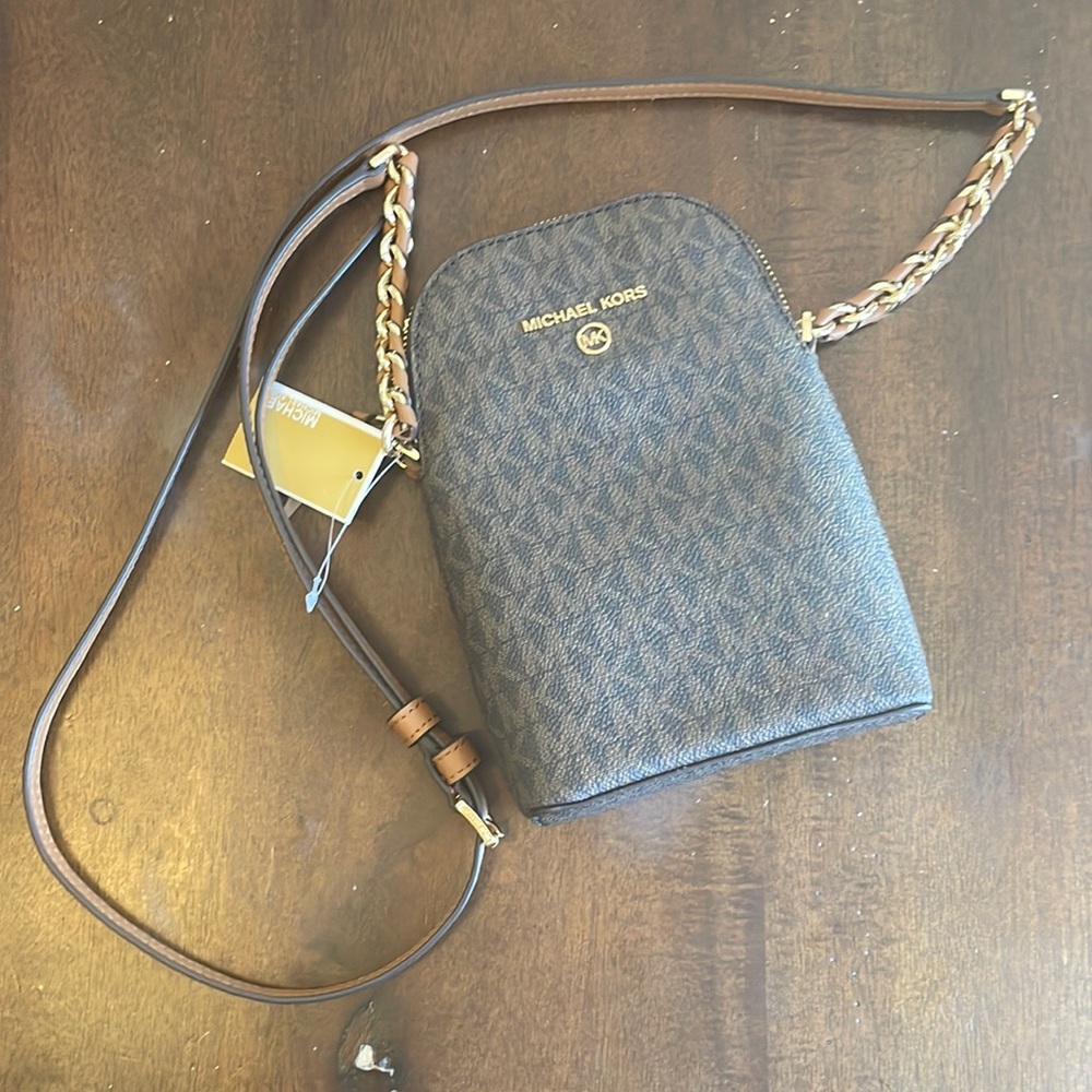 brown/acorn michael kors cross body